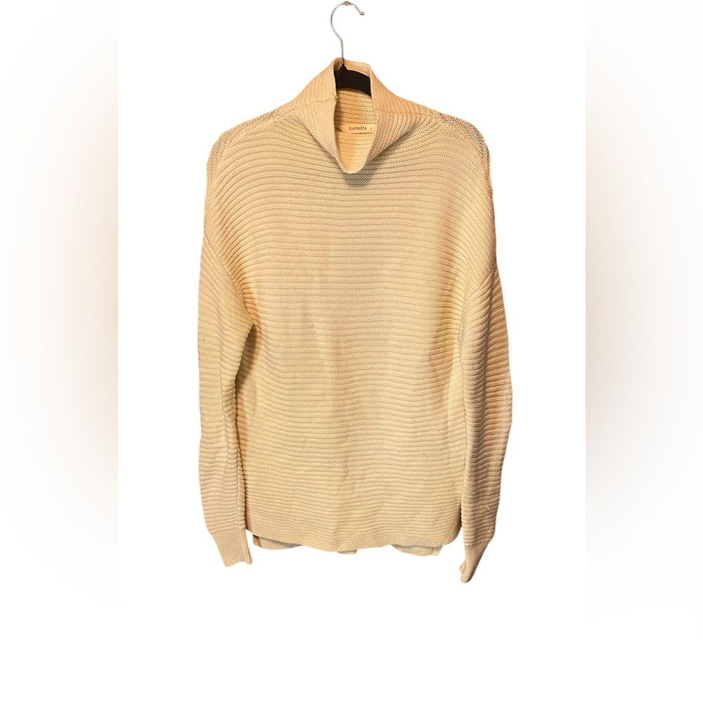 Athleta Merino Wool Mock Neck Longline Sweater Cream Small